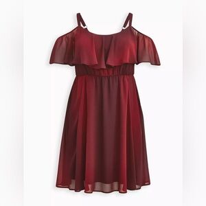 Torrid Chiffon Ruffled Cold Shoulder Skater Dress 30W